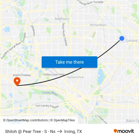 Shiloh @ Pear Tree - S - Ns to Irving, TX map