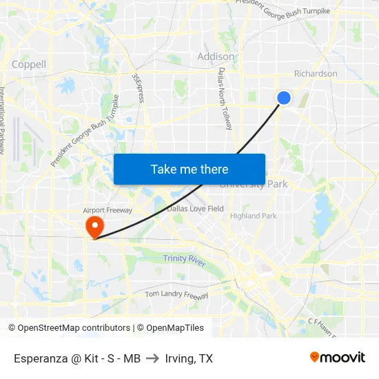 Esperanza @ Kit - S - MB to Irving, TX map