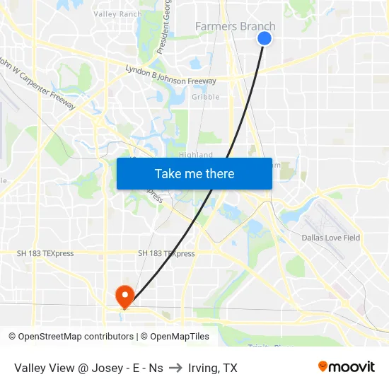 Valley View @ Josey - E - Ns to Irving, TX map