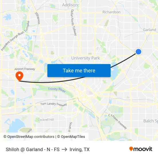 Shiloh @ Garland - N - FS to Irving, TX map
