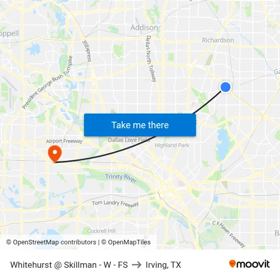 Whitehurst @ Skillman - W - FS to Irving, TX map