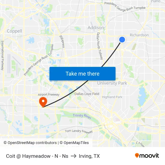 Coit @ Haymeadow - N - Ns to Irving, TX map