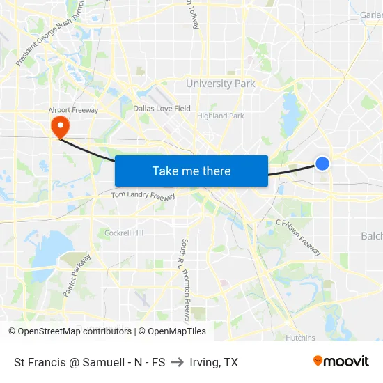St Francis @ Samuell - N - FS to Irving, TX map