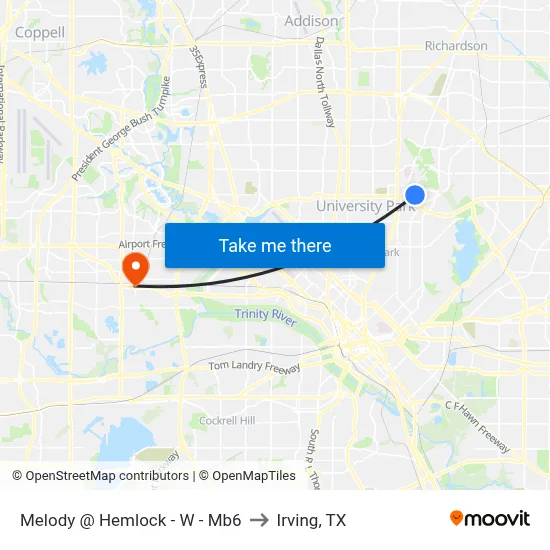 Melody @ Hemlock - W - Mb6 to Irving, TX map