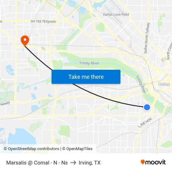 Marsalis @ Comal - N - Ns to Irving, TX map