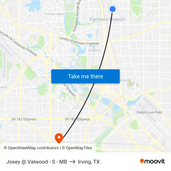 Josey @ Valwood - S - MB to Irving, TX map