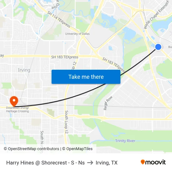 Harry Hines @ Shorecrest - S - Ns to Irving, TX map