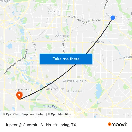 Jupiter @ Summit - S - Ns to Irving, TX map