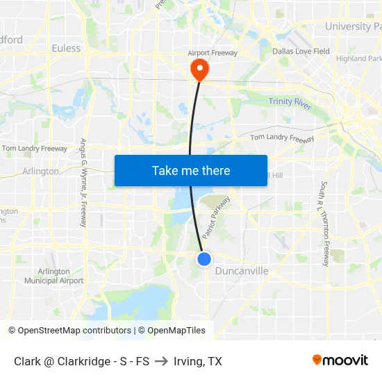Clark @ Clarkridge - S - FS to Irving, TX map