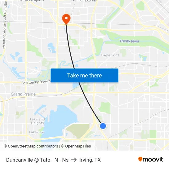 Duncanville @ Tato - N - Ns to Irving, TX map