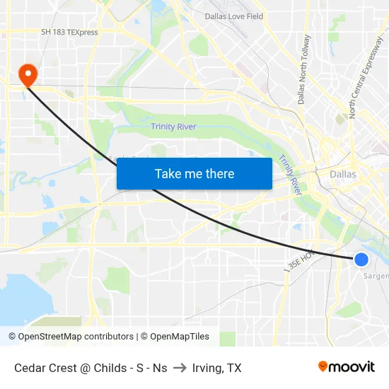 Cedar Crest @ Childs - S - Ns to Irving, TX map