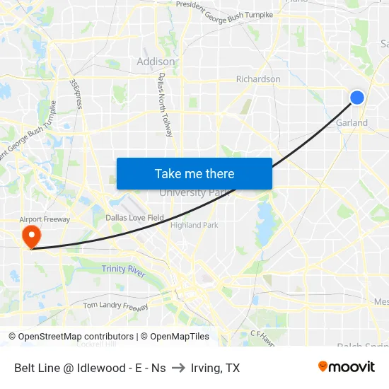 Belt Line @ Idlewood - E - Ns to Irving, TX map