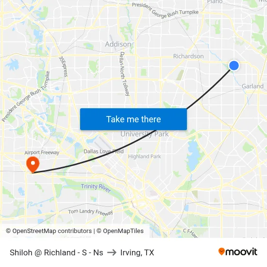 Shiloh @ Richland - S - Ns to Irving, TX map
