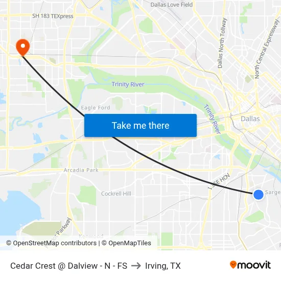 Cedar Crest @ Dalview - N - FS to Irving, TX map