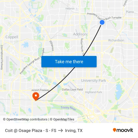 Coit @ Osage Plaza - S - FS to Irving, TX map