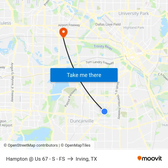 Hampton @ Us 67 - S - FS to Irving, TX map