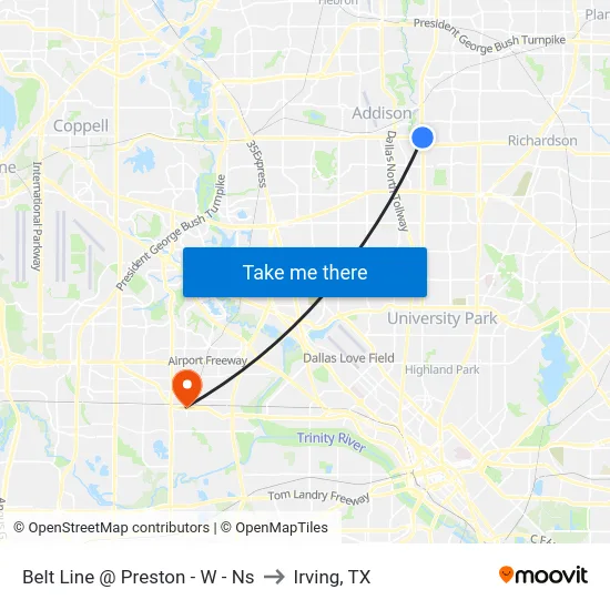 Belt Line @ Preston - W - Ns to Irving, TX map