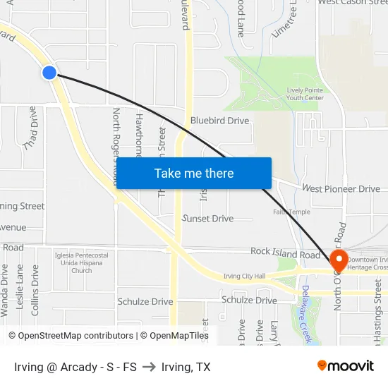 Irving @ Arcady - S - FS to Irving, TX map