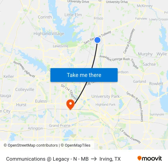 Communications @ Legacy - N - MB to Irving, TX map
