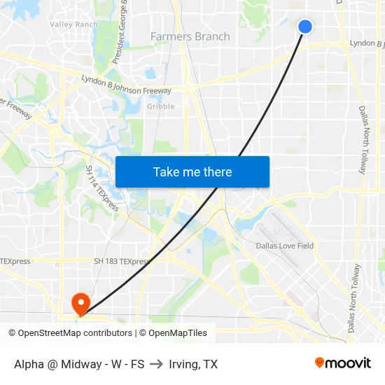 Alpha @ Midway - W - FS to Irving, TX map