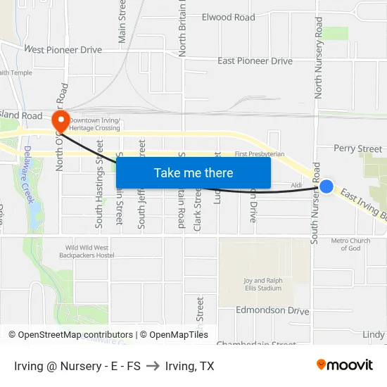 Irving @ Nursery - E - FS to Irving, TX map
