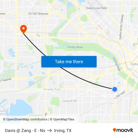 Davis @ Zang - E - Ns to Irving, TX map
