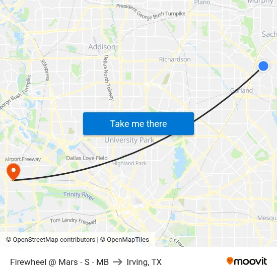 Firewheel @ Mars - S - MB to Irving, TX map