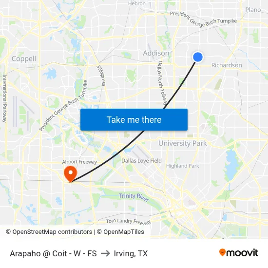 Arapaho @ Coit - W - FS to Irving, TX map