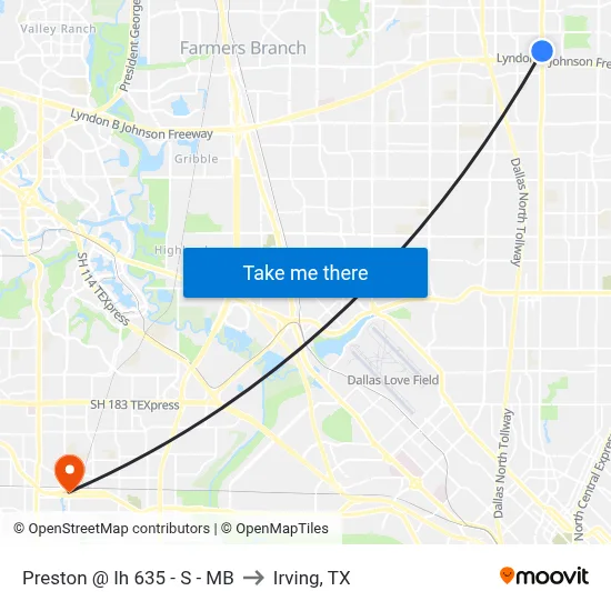 Preston @ Ih 635 - S - MB to Irving, TX map
