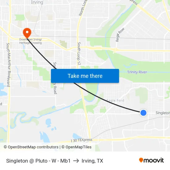 Singleton @ Pluto - W - Mb1 to Irving, TX map