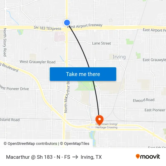 Macarthur @ Sh 183 - N - FS to Irving, TX map
