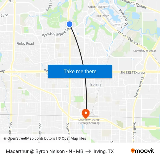 Macarthur @ Byron Nelson - N - MB to Irving, TX map