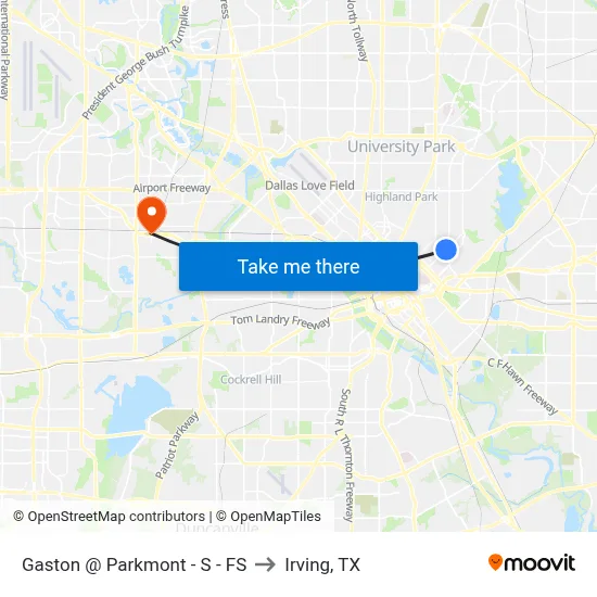 Gaston @ Parkmont - S - FS to Irving, TX map