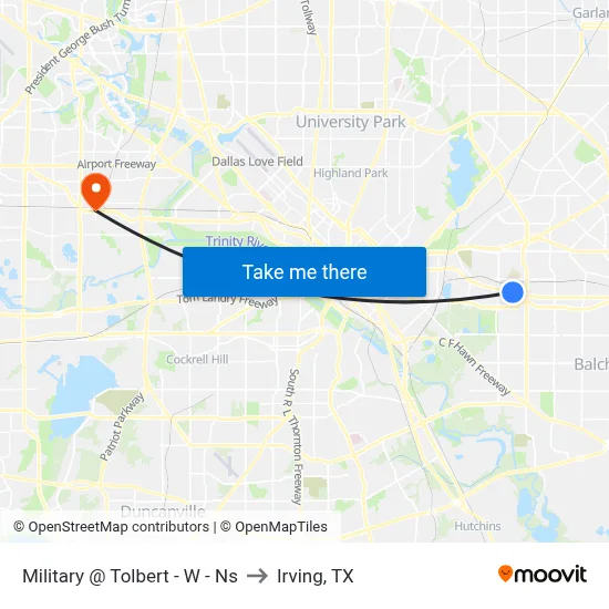 Military @ Tolbert - W - Ns to Irving, TX map