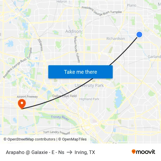 Arapaho @ Galaxie - E - Ns to Irving, TX map