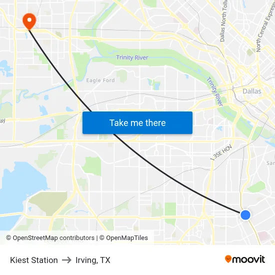 Kiest Station to Irving, TX map