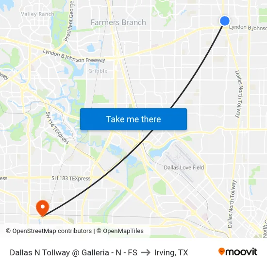 Dallas N Tollway @ Galleria - N - FS to Irving, TX map