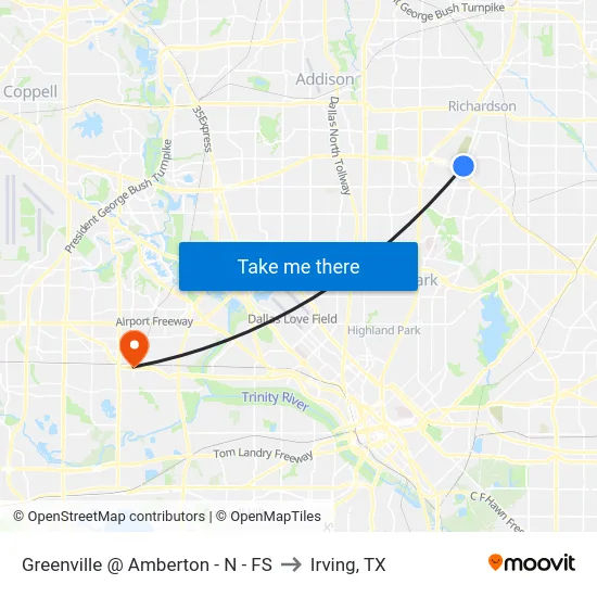 Greenville @ Amberton - N - FS to Irving, TX map