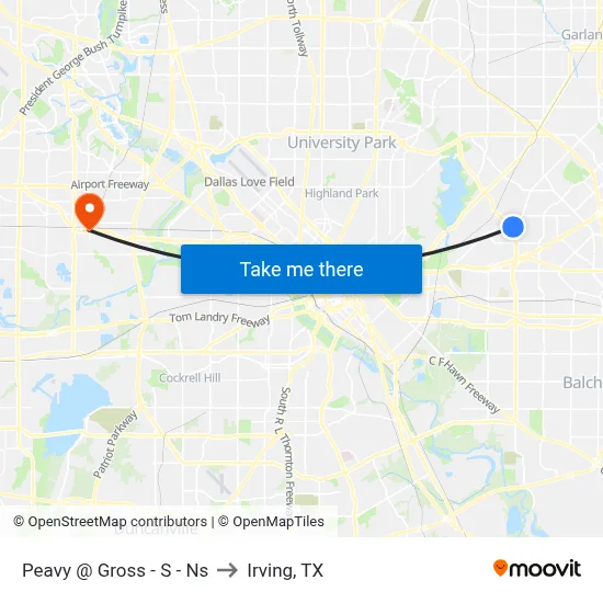 Peavy @ Gross - S - Ns to Irving, TX map