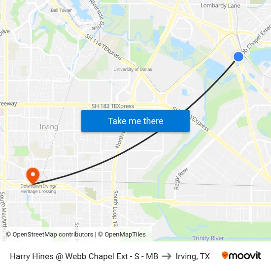 Harry Hines @ Webb Chapel Ext - S - MB to Irving, TX map