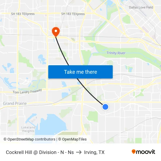 Cockrell Hill @ Division - N - Ns to Irving, TX map