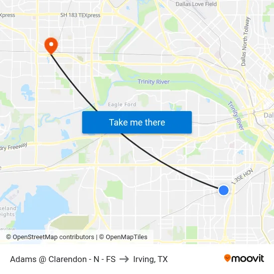 Adams @ Clarendon - N - FS to Irving, TX map