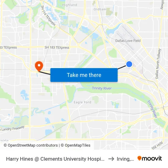 Harry Hines @ Clements University Hospital- S - Ns to Irving, TX map
