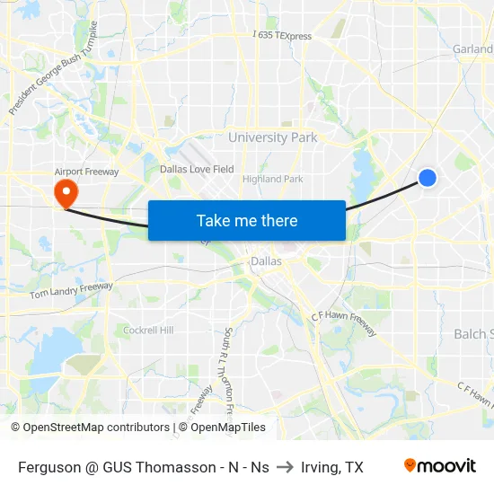 Ferguson @ GUS Thomasson - N - Ns to Irving, TX map