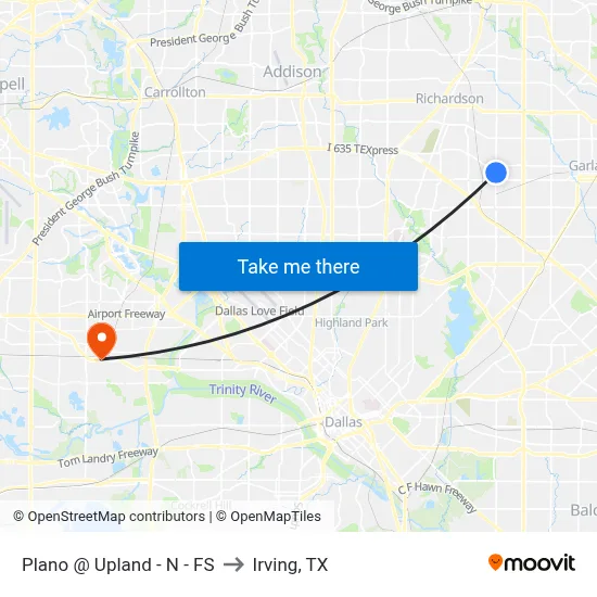 Plano @ Upland - N - FS to Irving, TX map