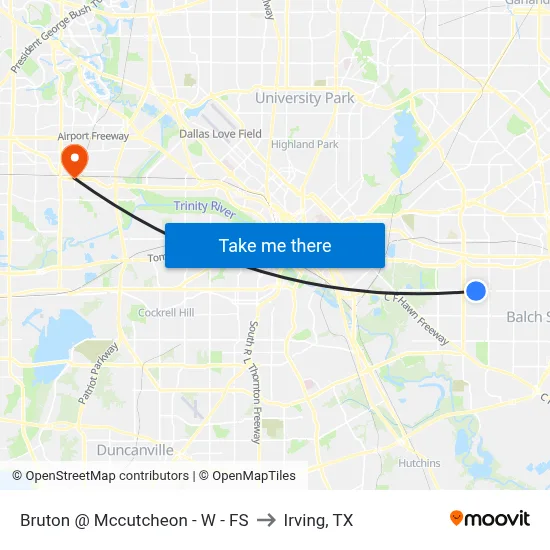Bruton @ Mccutcheon - W - FS to Irving, TX map