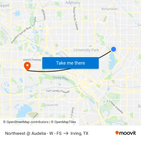 Northwest @ Audelia - W - FS to Irving, TX map