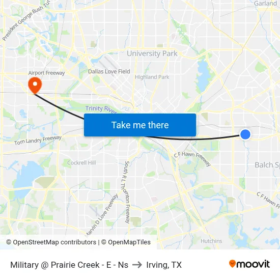 Military @ Prairie Creek - E - Ns to Irving, TX map