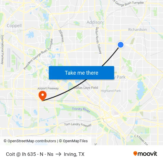 Coit @ Ih 635 - N - Ns to Irving, TX map