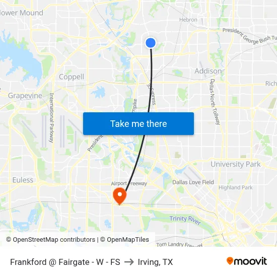 Frankford @ Fairgate - W - FS to Irving, TX map